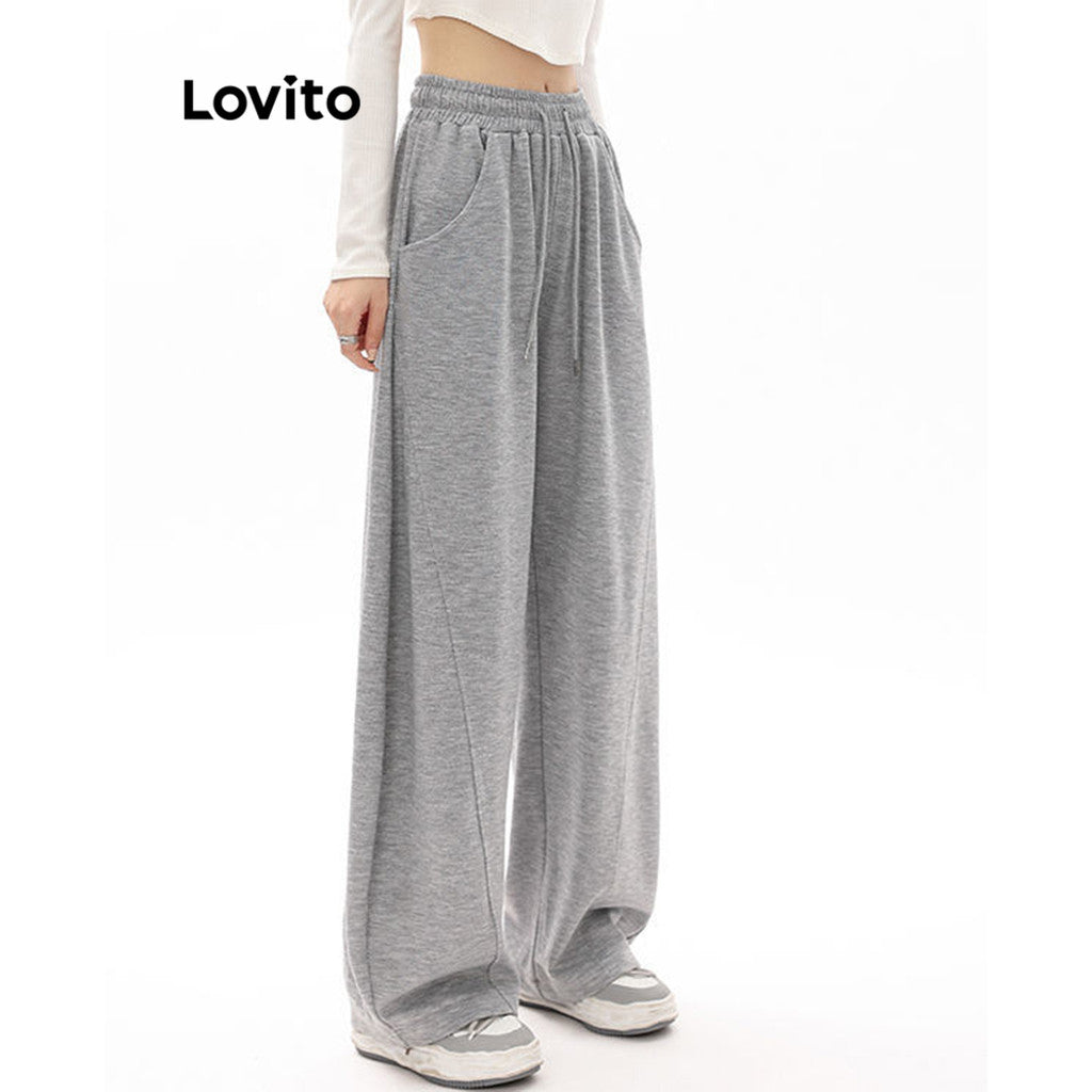 Lovito Calça com Cordão Simples para Mulheres