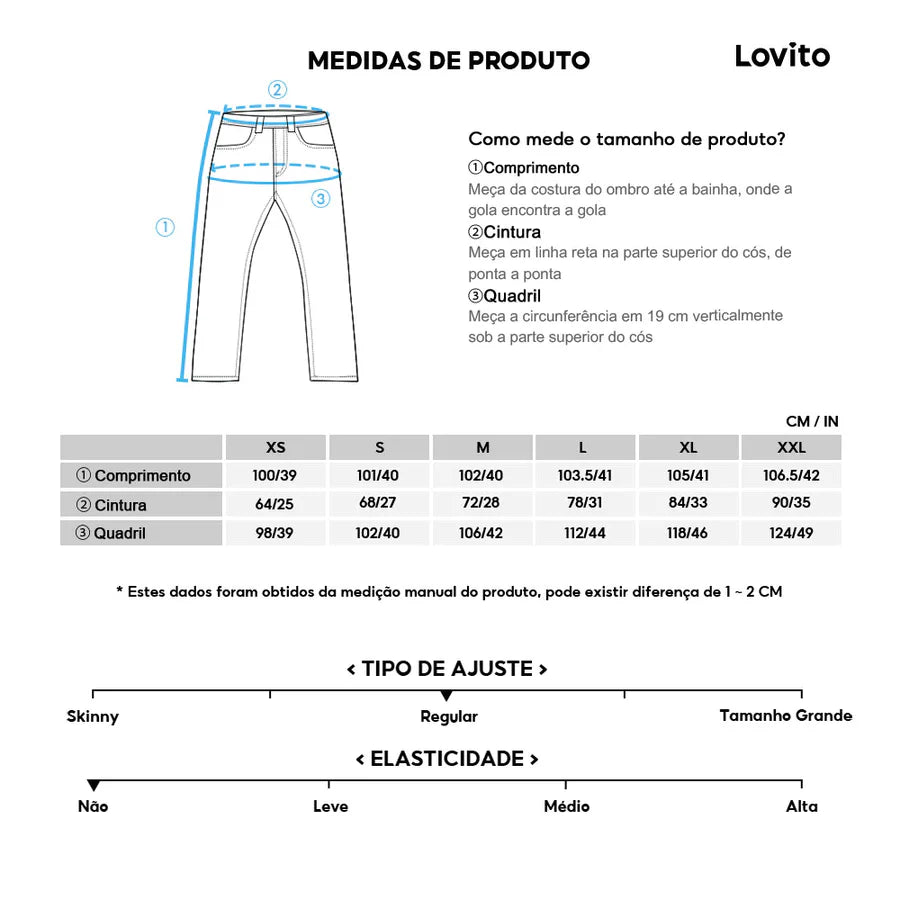 Lovito Casual Calça Feminina Gingham com Botão