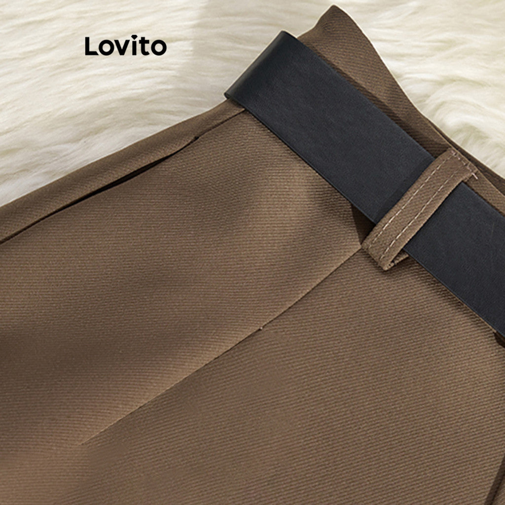 Lovito Casual Shorts Feminino Liso
