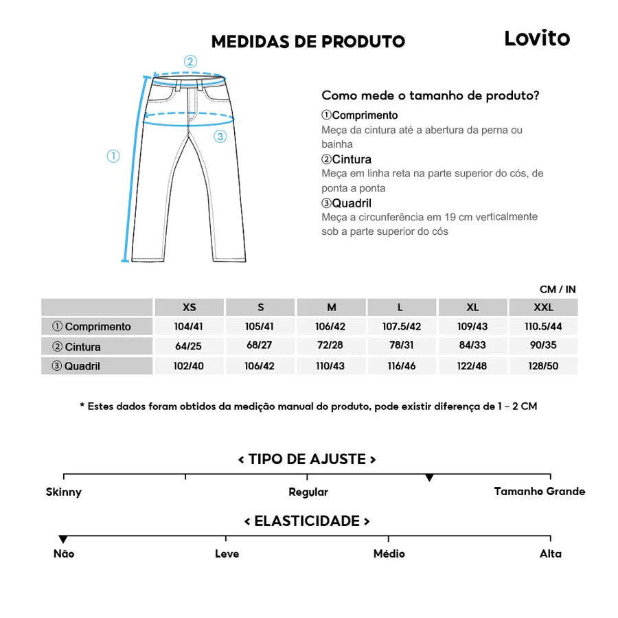 Kit 3 Calças Lovito Elegante Plissada
