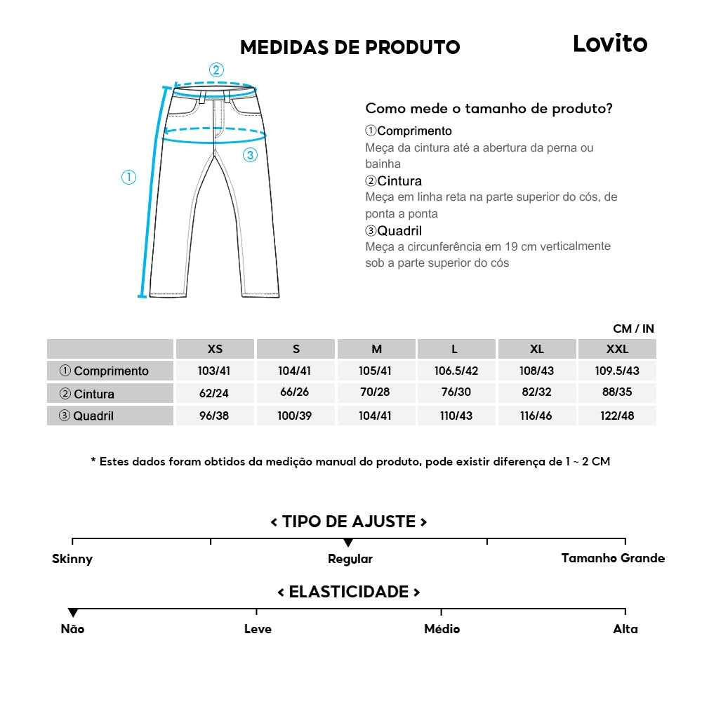 Lovito Calça Básica Lisa com Botões na Frente