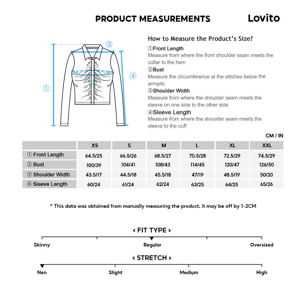 Lovito Casual Blusa Feminina Lisa de Jacquard com Manga Comprida