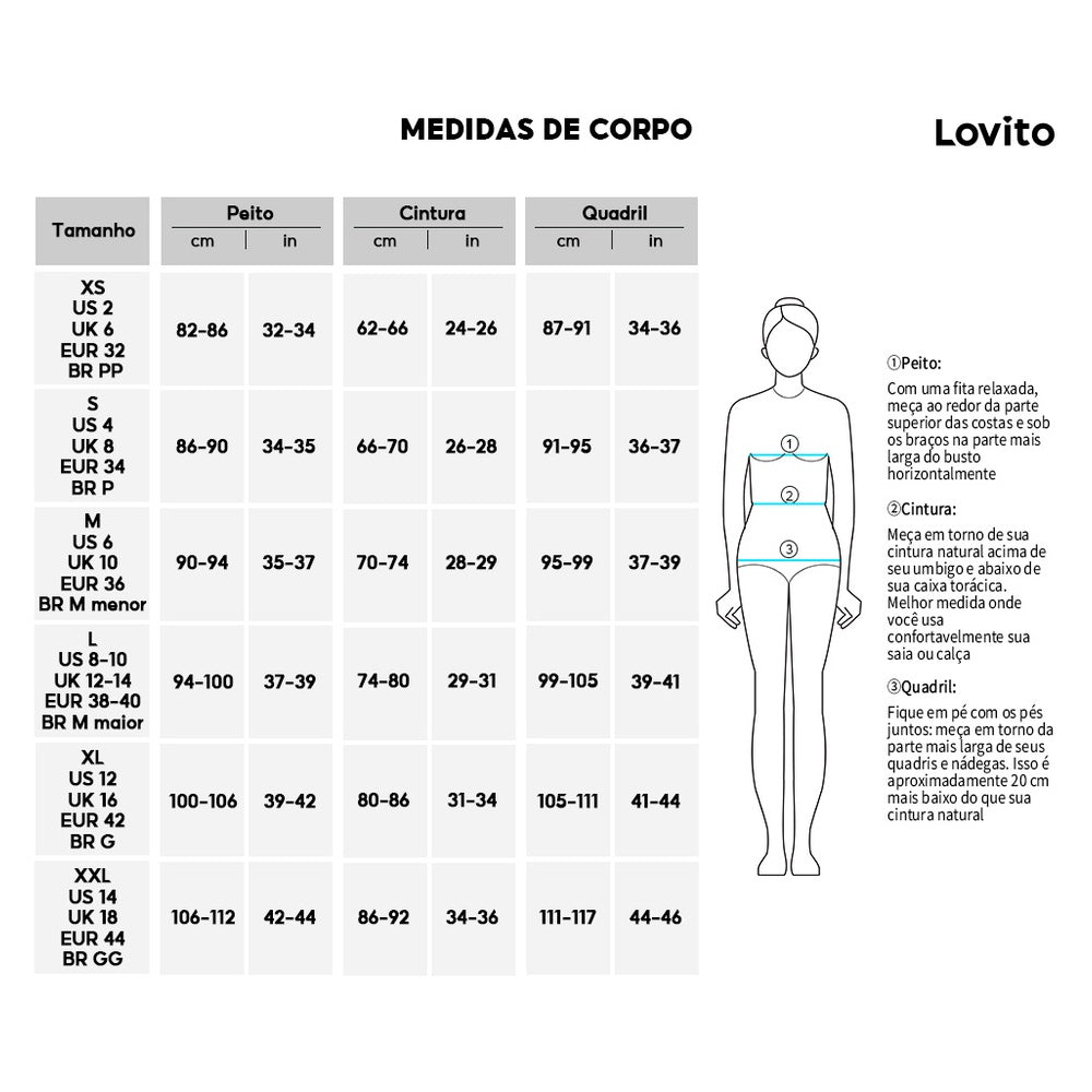 Lovito Calça com Bolsos de Cintura Alta e Estrutura de Linha Casual Simples