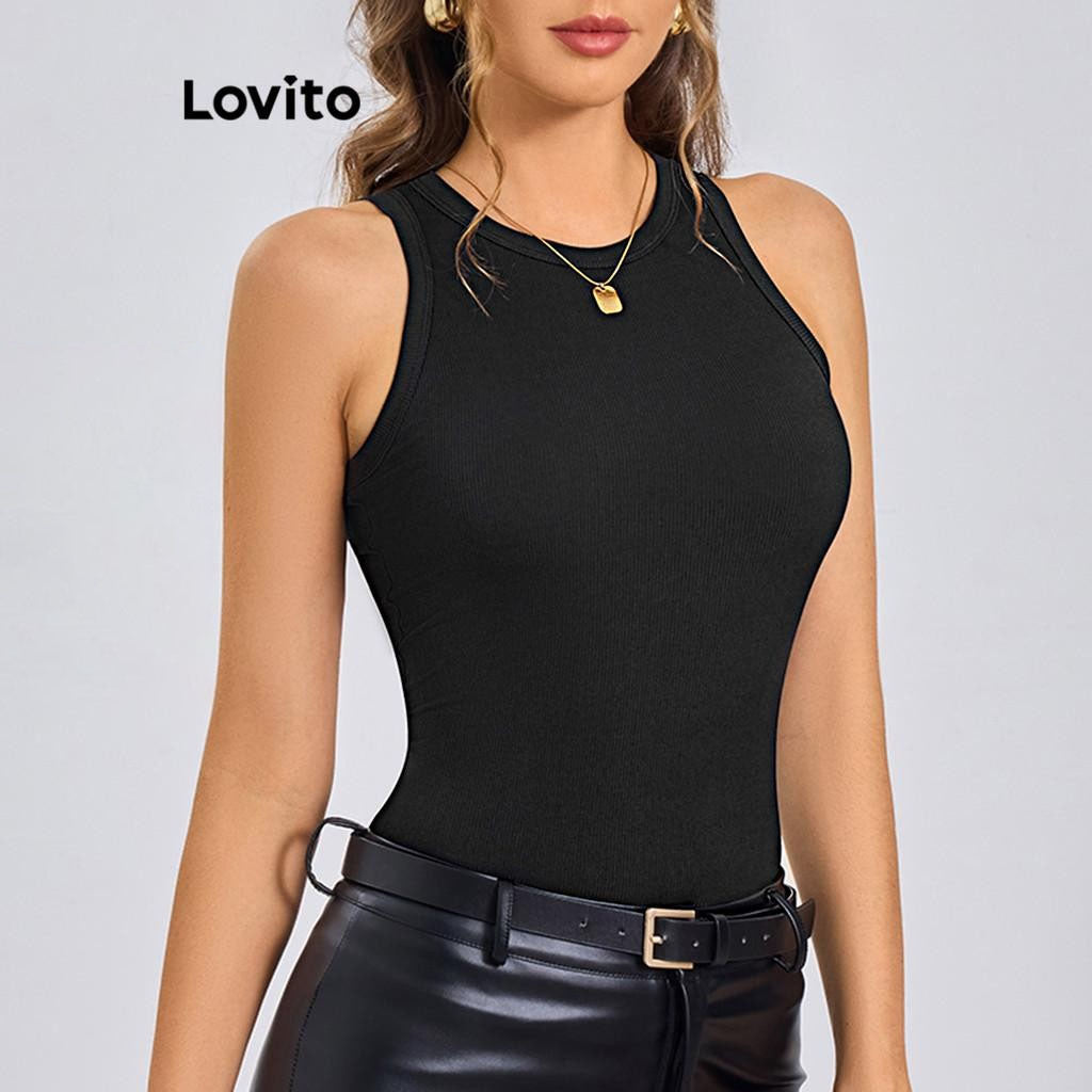 Lovito Regata casual de malha canelada lisa
