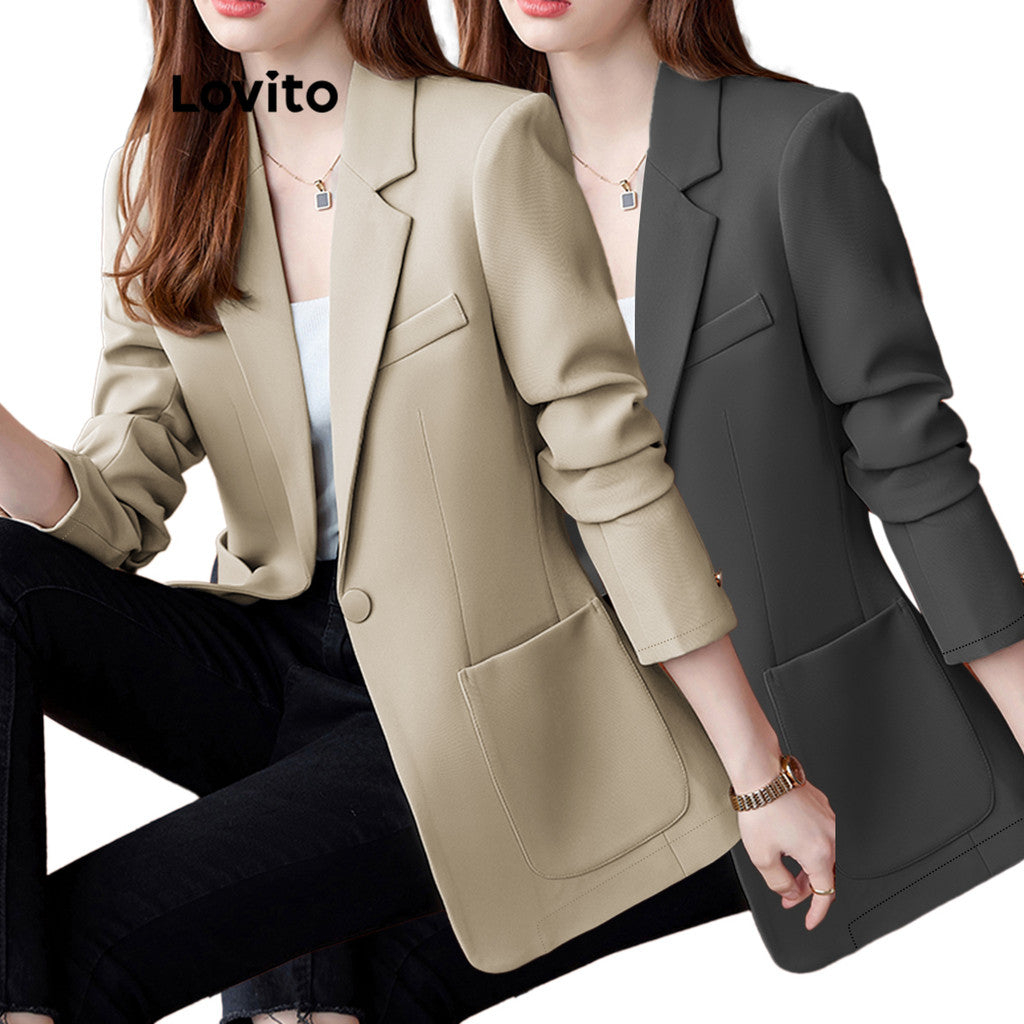 Lovito Blazer Lisa com Botões na Frente Elegante