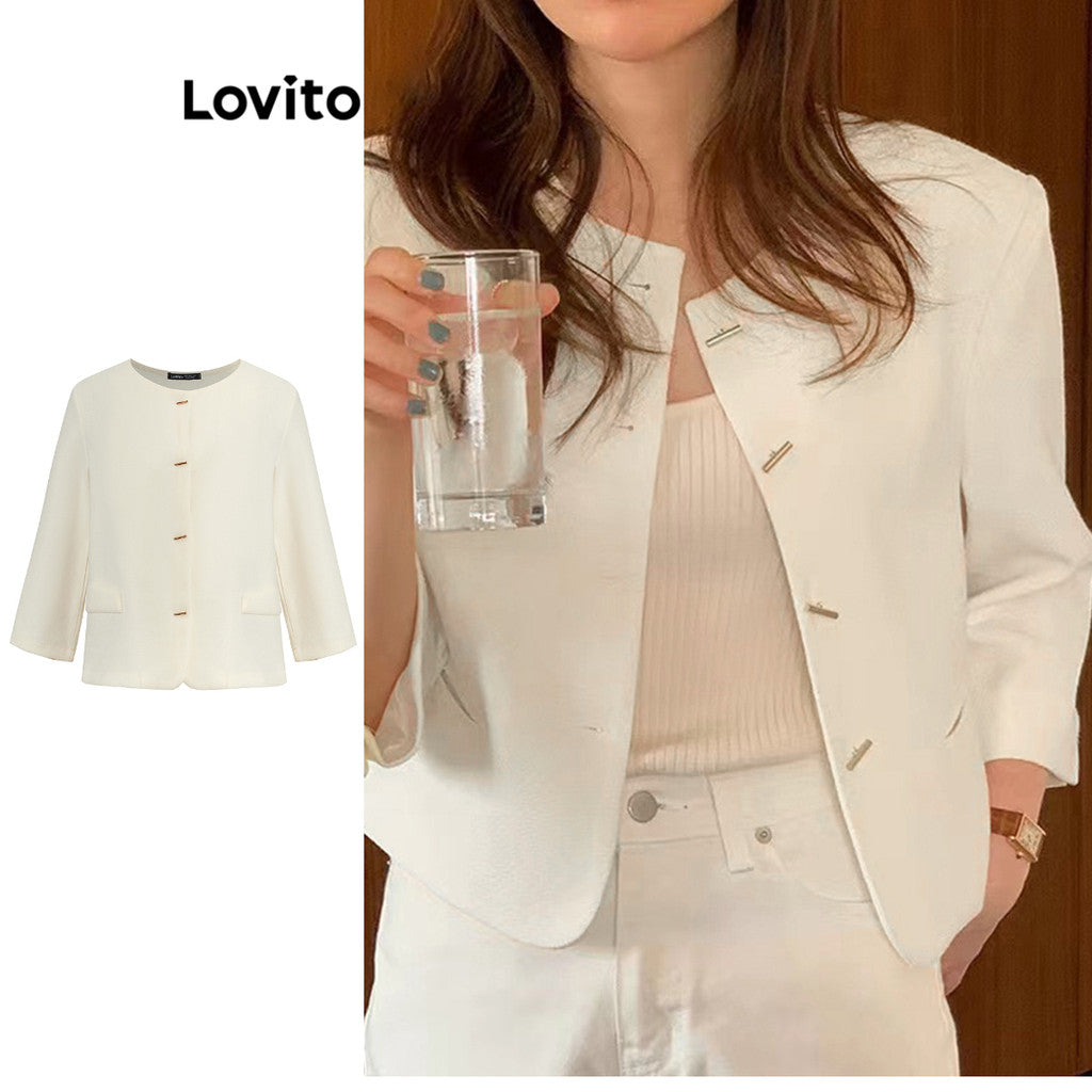 Lovito Blazer casual simples com botões