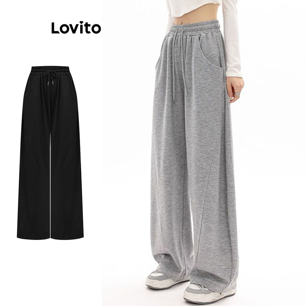 Lovito Calça com Cordão Simples para Mulheres