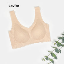 Lovito Casual Sutiã com Renda e Almofadas Removíveis Ajuste Ajustável