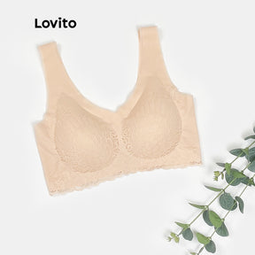 Lovito Casual Sutiã com Renda e Almofadas Removíveis Ajuste Ajustável