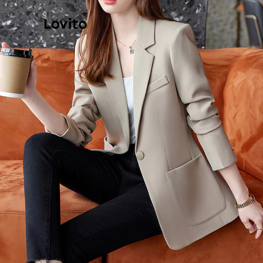 Lovito Blazer Lisa com Botões na Frente Elegante