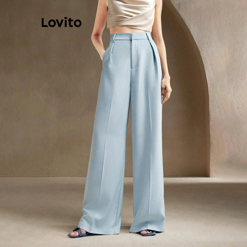 Lovito Calça de bolso simples elegante