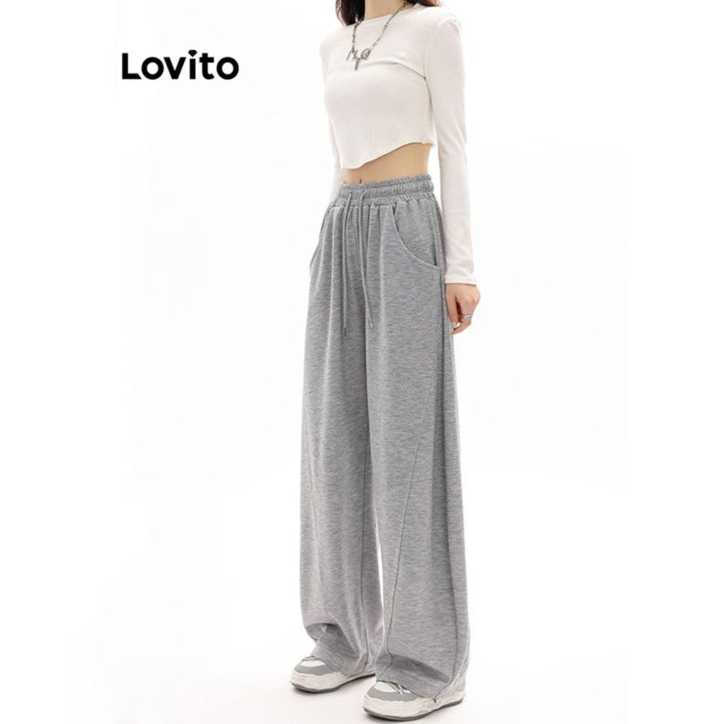 Lovito Calça com Cordão Simples para Mulheres