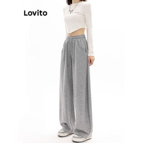Lovito Calça com Cordão Simples para Mulheres