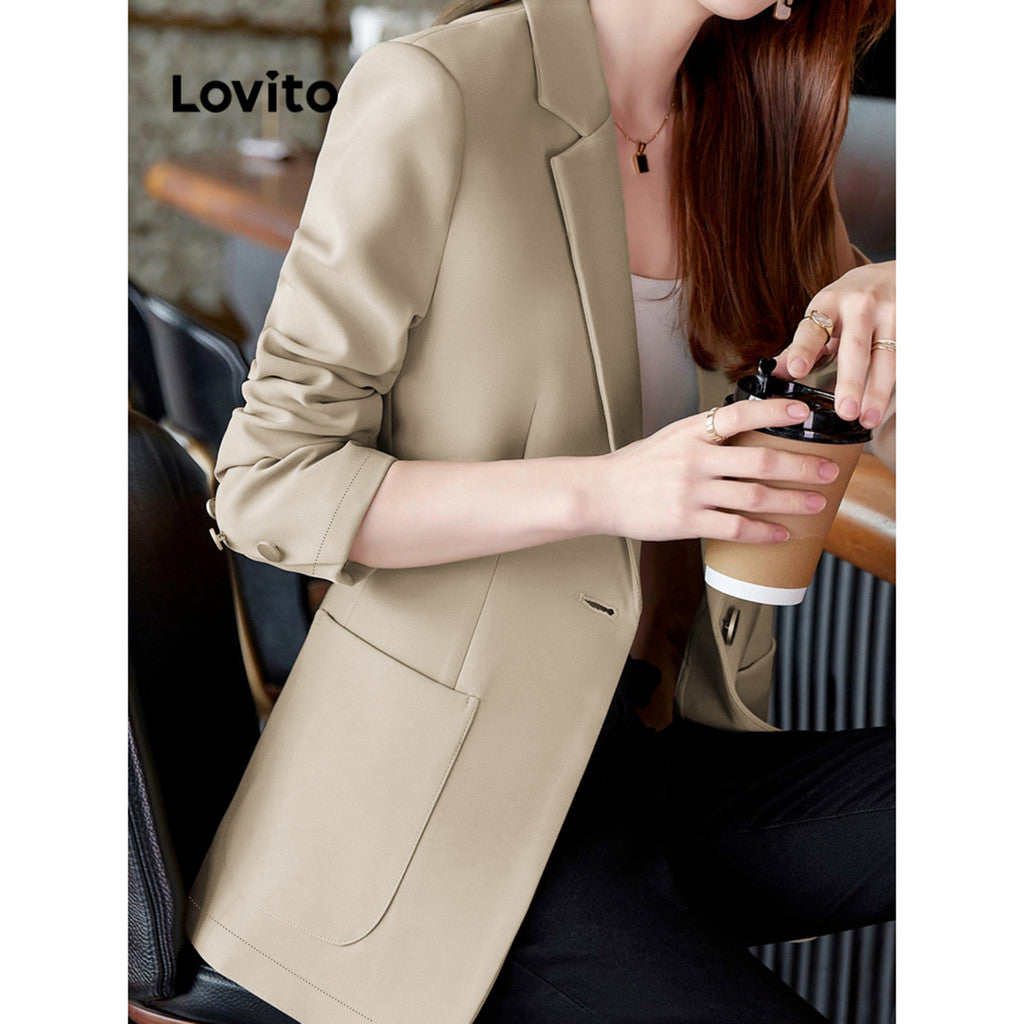 Lovito Blazer Lisa com Botões na Frente Elegante