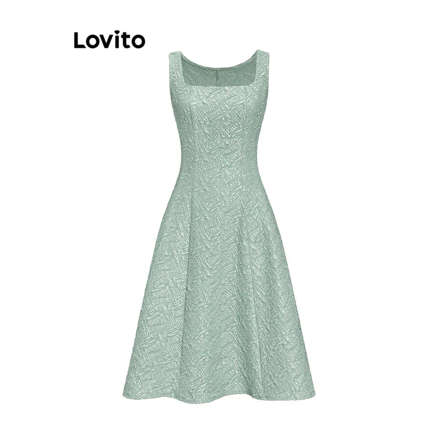Lovito Vestido com Babados e Bordados de Renda Floral [FRETE GRÁTIS]