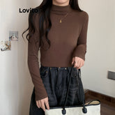 Lovito Casual Camiseta Feminina Lisa de Gola Redonda