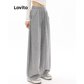 Lovito Calça com Cordão Simples para Mulheres