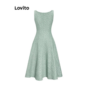 Lovito Vestido com Babados e Bordados de Renda Floral [FRETE GRÁTIS]