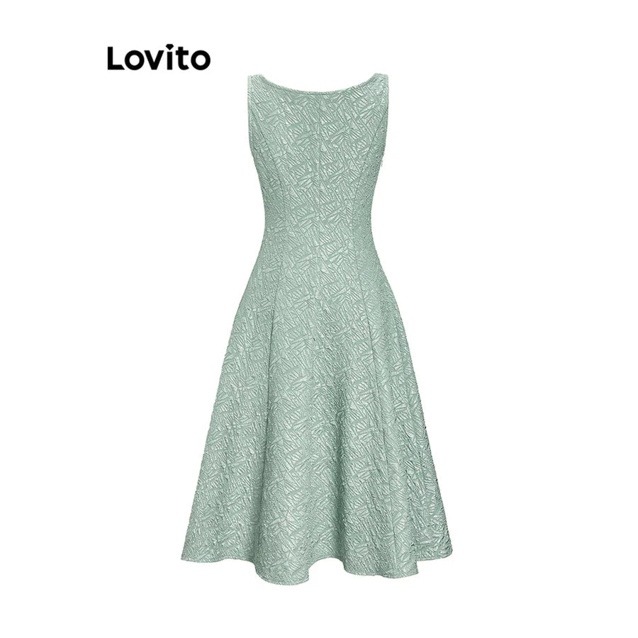 Lovito Vestido com Babados e Bordados de Renda Floral [FRETE GRÁTIS]
