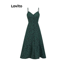 Lovito Vestido Casual Feminino Com Babados Frontais Com Botão De Bolinhas