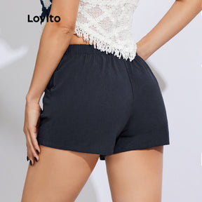Lovito Shorts Casual Soltinho com Elástico na Cintura