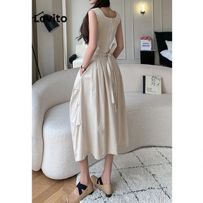 Lovito Casual Conjunto Feminino Liso de Saia Plissada com Cinto e Bolso