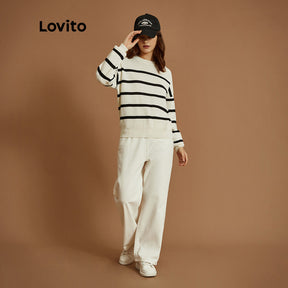 Lovito Casual Suéter Listrado Macio Alta Elasticidade
