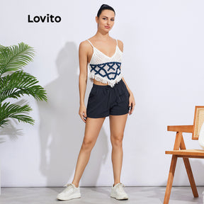 Lovito Shorts Casual Soltinho com Elástico na Cintura