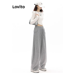 Lovito Calça com Cordão Simples para Mulheres