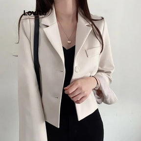 Lovito Blazer com Bolsos e Botões Simples Casual