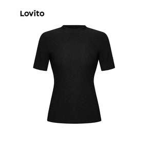 Lovito Camiseta Casual Lisa Com Colarinho Reto
