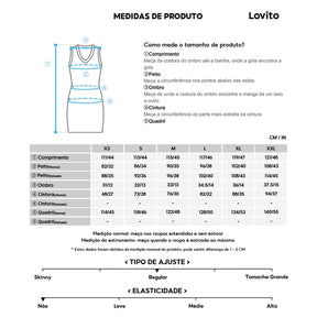 Lovito Vestido com Babados e Bordados de Renda Floral [FRETE GRÁTIS]