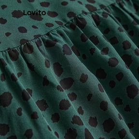 Lovito Vestido Casual Feminino Com Babados Frontais Com Botão De Bolinhas