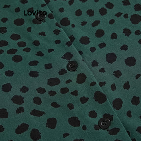Lovito Vestido Casual Feminino Com Babados Frontais Com Botão De Bolinhas