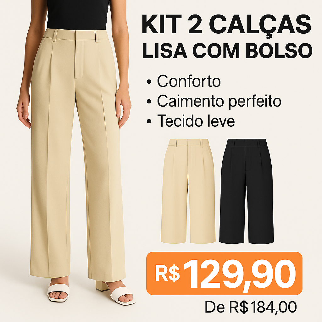 Lovito Casual Calça Feminina Lisa com Bolso