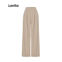 Lovito Calça com Bolsos de Cintura Alta e Estrutura de Linha Casual Simples