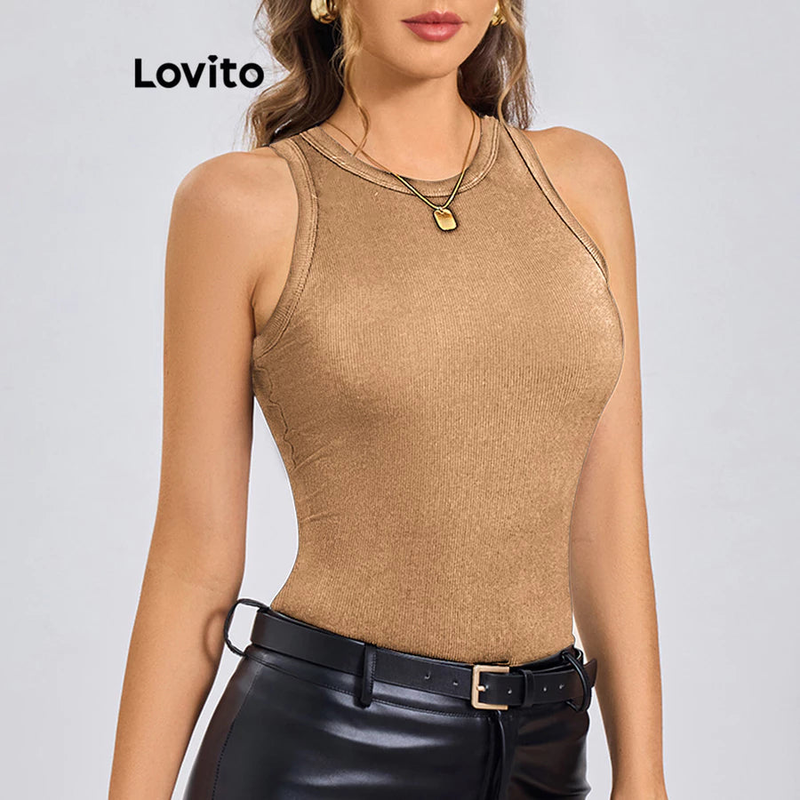 Lovito Regata casual de malha canelada lisa